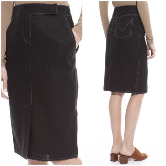 MaxMara Dresses & Skirts - MaxMara Black Linen Midi Pencil Skirt 6 US